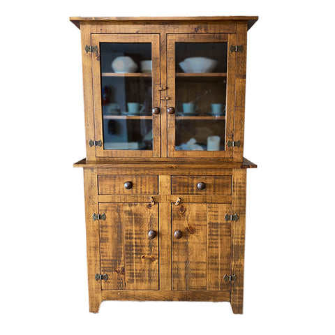 Barnboard Glass Door Hutch & Buffet